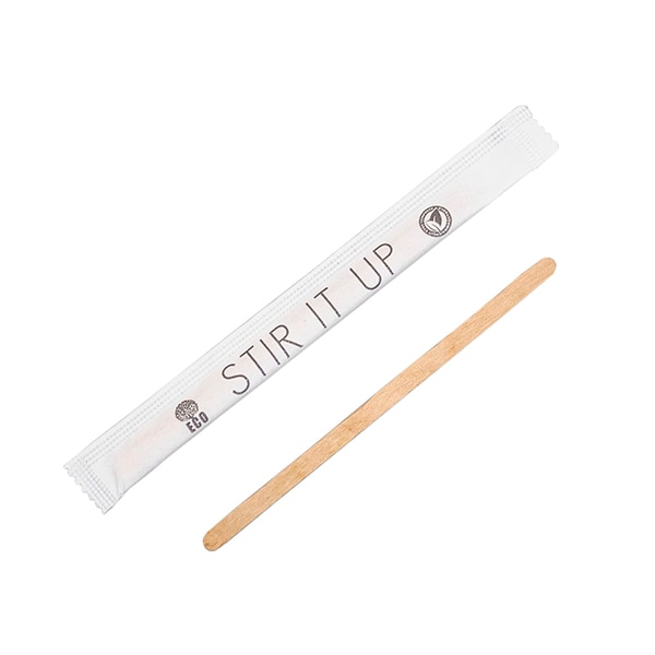 Alliant Coffee Soltuions Stir Stick, Wrapped Eco Wood , STIR IT UP, 140mm x5mm x1mm, PK10000 2670300 - main